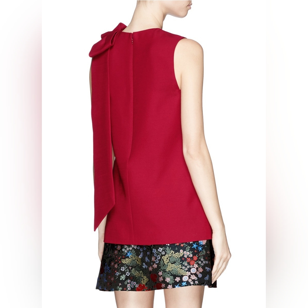 $1580 VALENTINO Asymmetric Bow Wool Silk Crepe Couture Top IT 38 US 0-2 XS